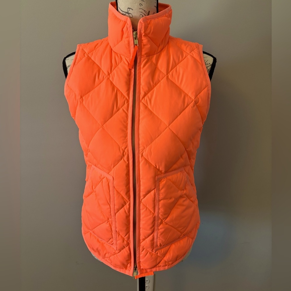 NWT J.Crew Quilted Vest  in Orange